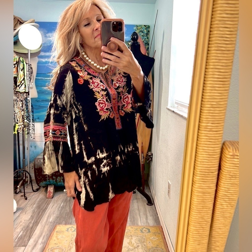 Calessa, Gorgeous Tie-Dye Woven Top, Tunic Style, Excellent Condition, S - Picture 4 of 14